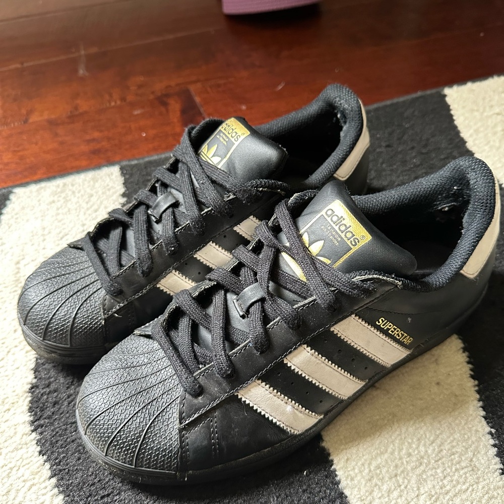 Adidas Superstar Black Shell Toe Sneakers